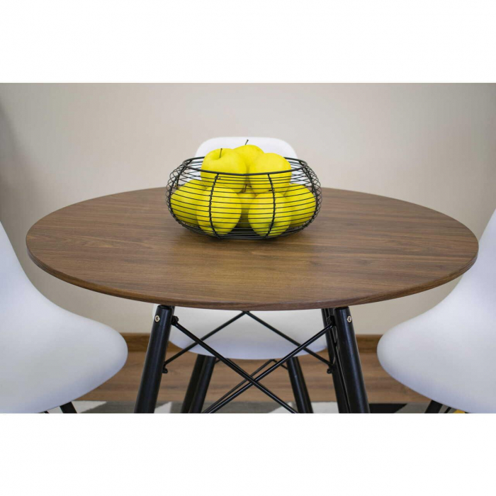 Masa stil scandinav, Artool, rotund, MDF si lemn, maro rustic, 80x75 cm [10]