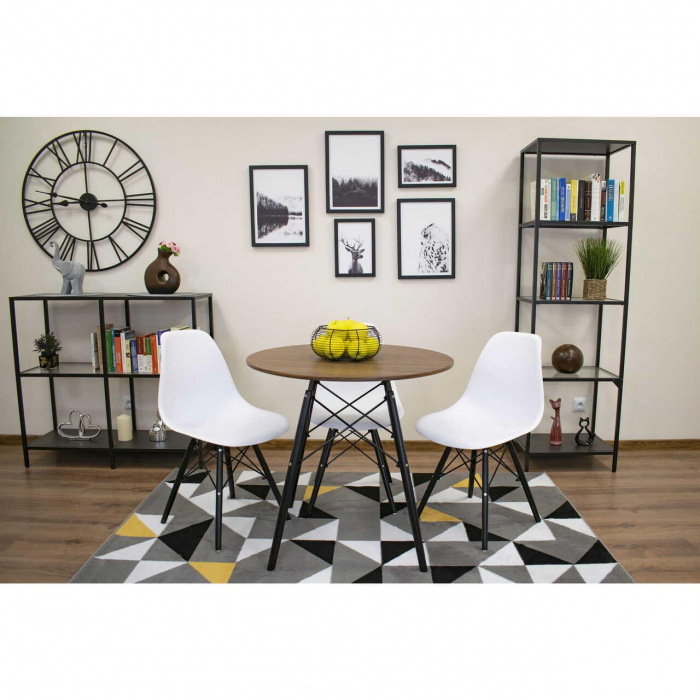 Masa stil scandinav, Artool, rotund, MDF si lemn, maro rustic, 80x75 cm [5]