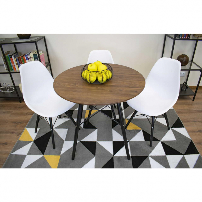 Masa stil scandinav, Artool, rotund, MDF si lemn, maro rustic, 80x75 cm [7]