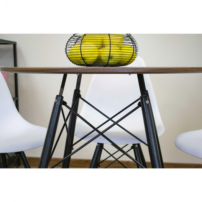 Masa stil scandinav, Artool, rotund, MDF si lemn, maro rustic, 80x75 cm [9]