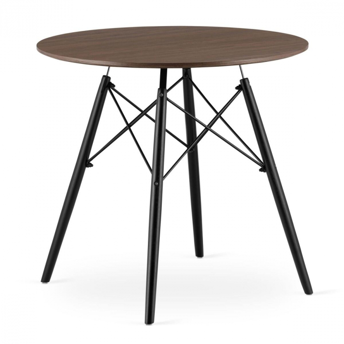 Masa stil scandinav, Artool, rotund, MDF si lemn, maro rustic, 80x75 cm [2]
