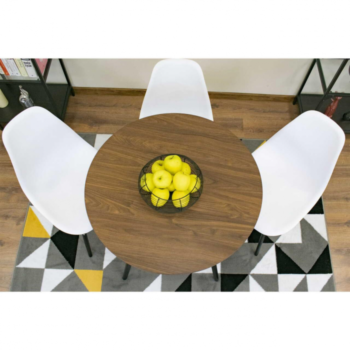 Masa stil scandinav, Artool, rotund, MDF si lemn, maro rustic, 80x75 cm [8]
