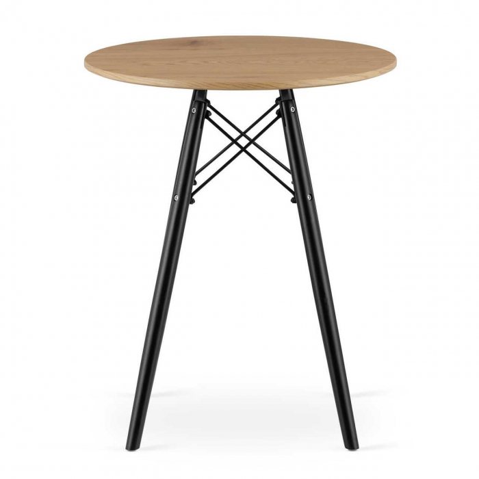 Masa stil scandinav, Artool, rotund, MDF si lemn, natur, 60x73 cm [9]