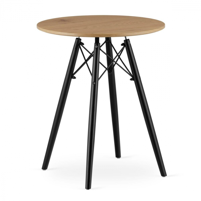 Masa stil scandinav, Artool, rotund, MDF si lemn, natur, 60x73 cm [8]