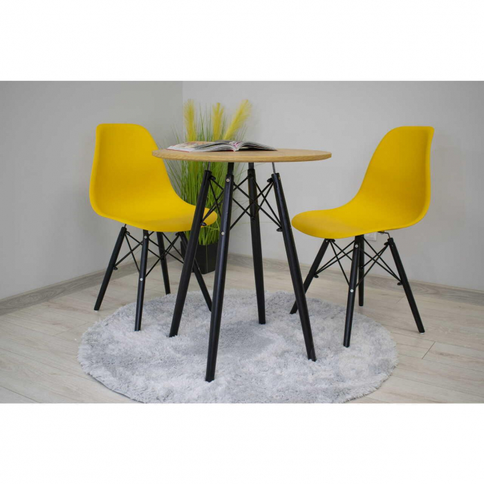 Masa stil scandinav, Artool, rotund, MDF si lemn, natur, 60x73 cm [4]
