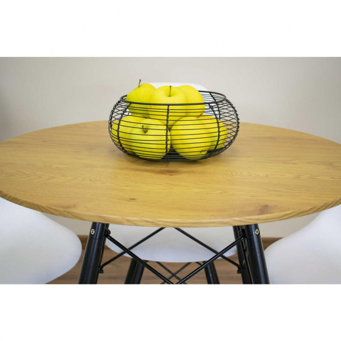 Masa stil scandinav, Artool, rotund, MDF si lemn, natur, 80x75 cm [9]