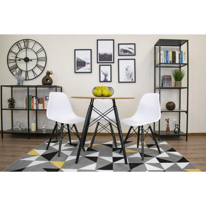 Masa stil scandinav, Artool, rotund, MDF si lemn, natur, 80x75 cm [5]