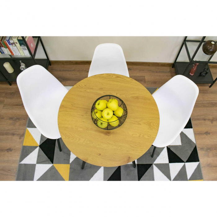 Masa stil scandinav, Artool, rotund, MDF si lemn, natur, 80x75 cm [7]