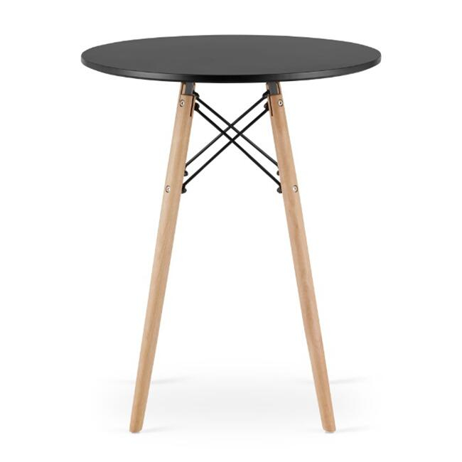 Masa stil scandinav, Artool, rotund, MDF si lemn, negru, 60x72 cm [4]