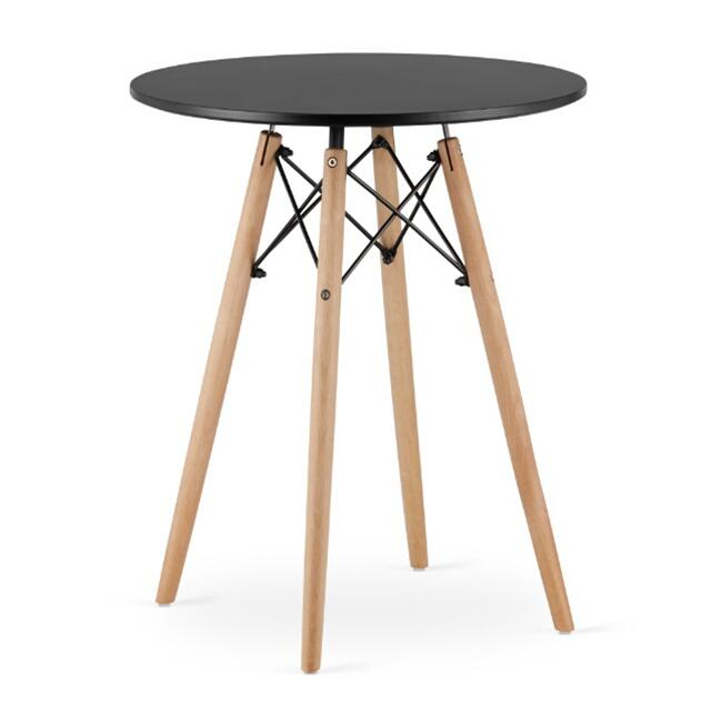 Masa stil scandinav, Artool, rotund, MDF si lemn, negru, 60x72 cm [2]
