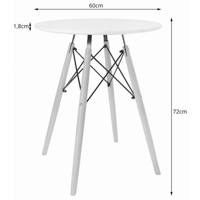 Masa stil scandinav, Artool, rotund, MDF si lemn, negru, 60x72 cm [3]