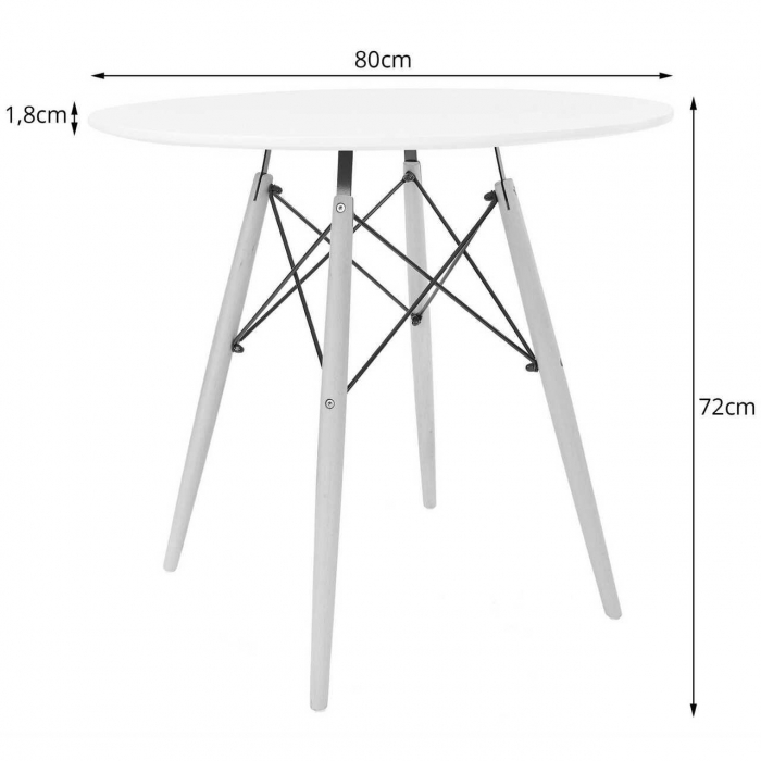Masa stil scandinav, Artool, rotund, MDF si lemn, negru, 80x72 cm [4]