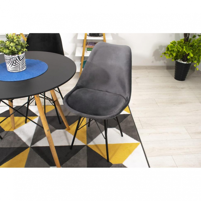 Masa stil scandinav, Artool, rotund, MDF si lemn, negru, natur, 80x72 cm [7]