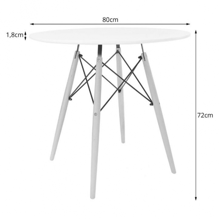 Masa stil scandinav, Artool, rotund, MDF si lemn, negru, natur, 80x72 cm [3]