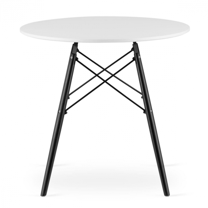 Masa stil scandinav, Artool, Todi, rotund, MDF si lemn, alb si negru, 80x72 cm [2]