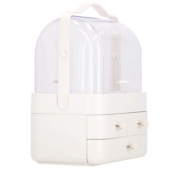 Organizator cosmetice, plastic, 3 niveluri, 3 sertare, alb, 29.8x20.4x39.5 cm, Springos [14]