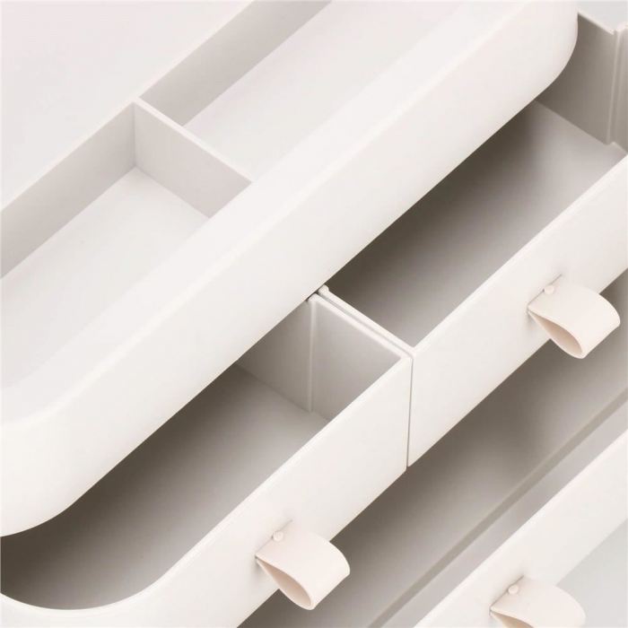 Organizator cosmetice, plastic, 3 niveluri, 3 sertare, alb, 29.8x20.4x39.5 cm, Springos [9]
