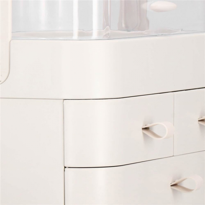 Organizator cosmetice, plastic, 3 niveluri, 3 sertare, alb, 29.8x20.4x39.5 cm, Springos [10]