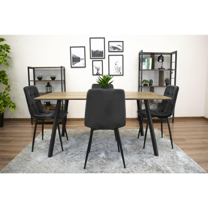 Scaun bucatarie/dining, Artool, Kara, catifea, metal, negru, 44.5x50.5x87 cm [5]