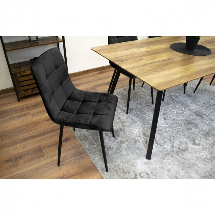 Scaun bucatarie/dining, Artool, Kara, catifea, metal, negru, 44.5x50.5x87 cm [7]