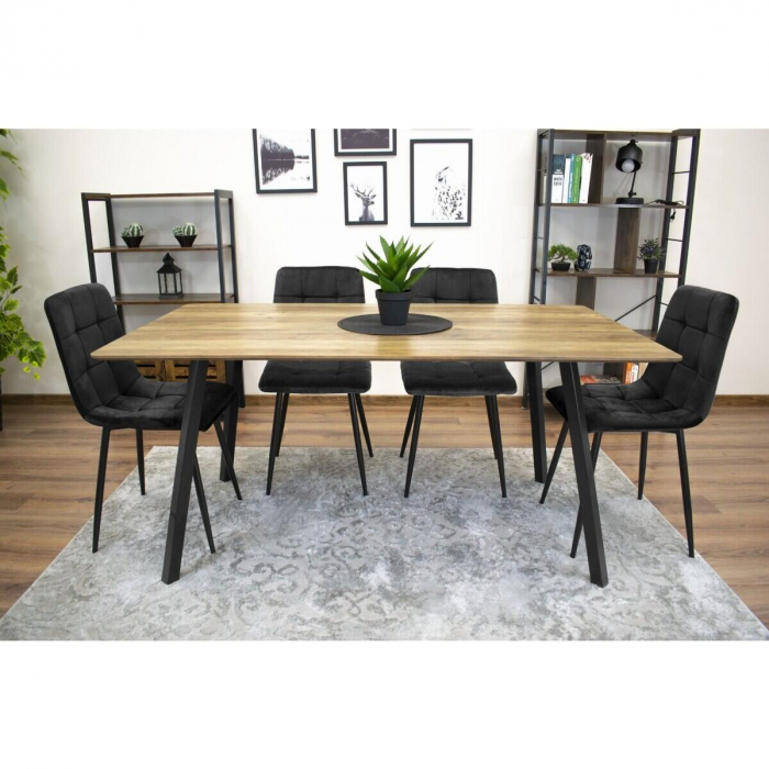 Scaun bucatarie/dining, Artool, Kara, catifea, metal, negru, 44.5x50.5x87 cm [3]