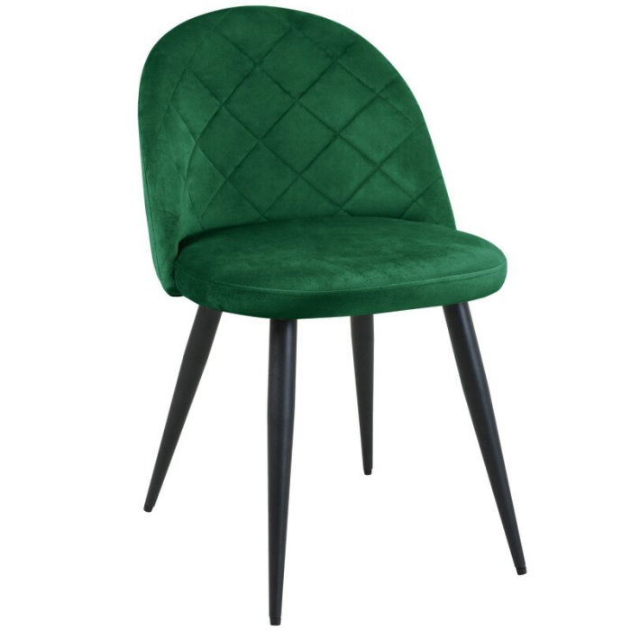 Scaun bucatarie/living, Akord, Brandy, catifea, otel, verde, 50x54x77 cm [1]