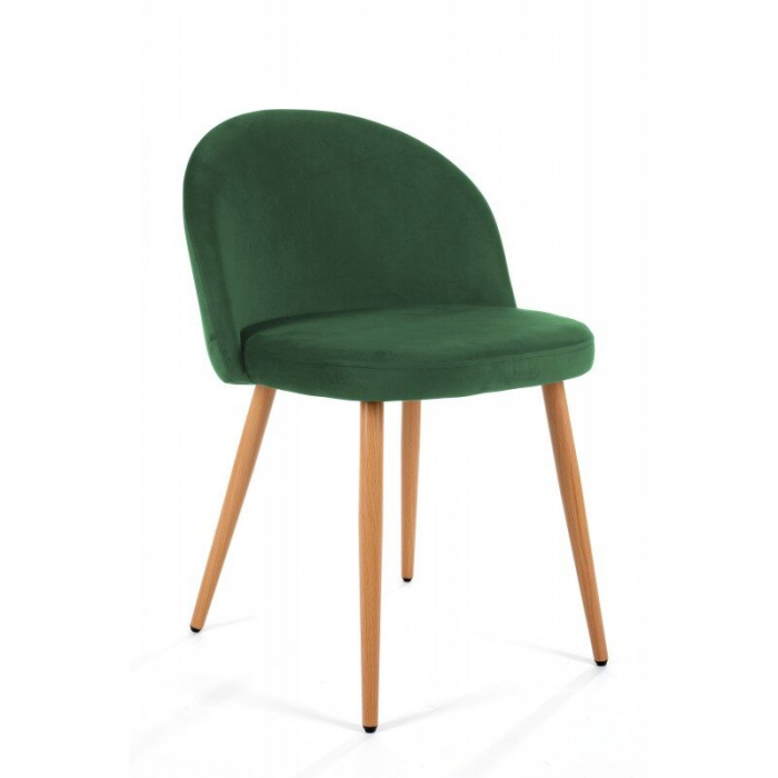 Scaun bucatarie/living, Akord, Maiden, catifea, otel, verde si natur, 54x54x76 cm [1]