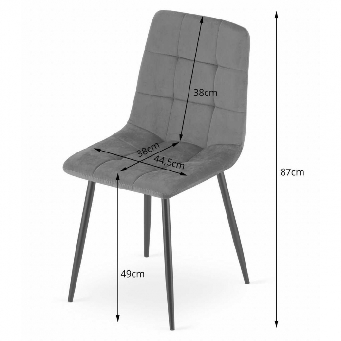 Scaun bucatarie/living, Artool, Kara, catifea, metal, bleumarin si negru, 44.5x50.5x87 cm [14]