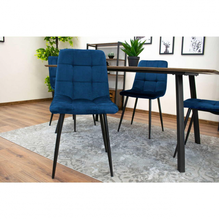 Scaun bucatarie/living, Artool, Kara, catifea, metal, bleumarin si negru, 44.5x50.5x87 cm [3]