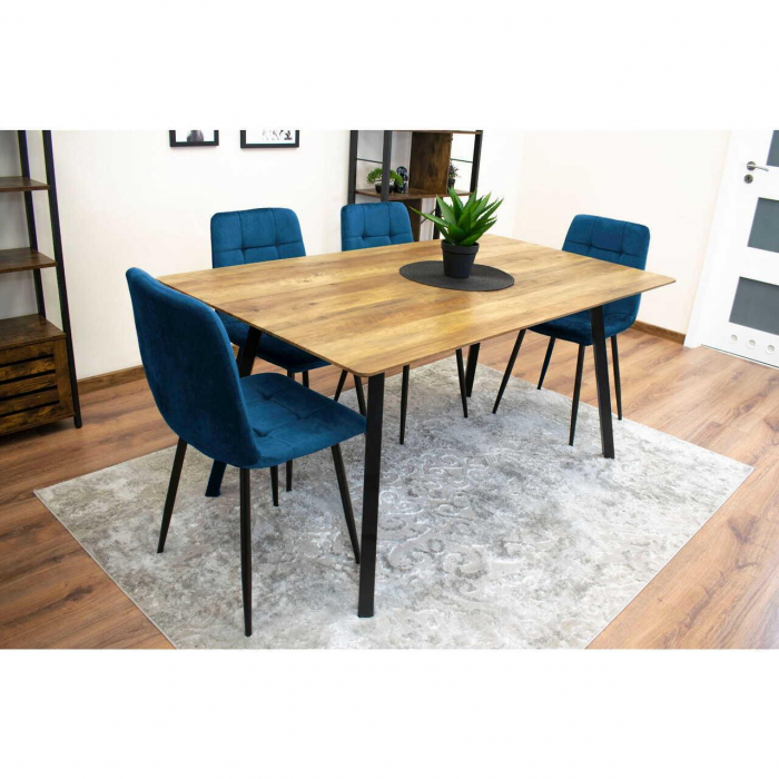 Scaun bucatarie/living, Artool, Kara, catifea, metal, bleumarin si negru, 44.5x50.5x87 cm [6]