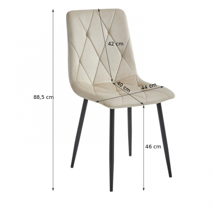 Scaun bucatarie/living, Artool, Libra, catifea, metal, bej si negru, 44x40x88.5 cm [2]