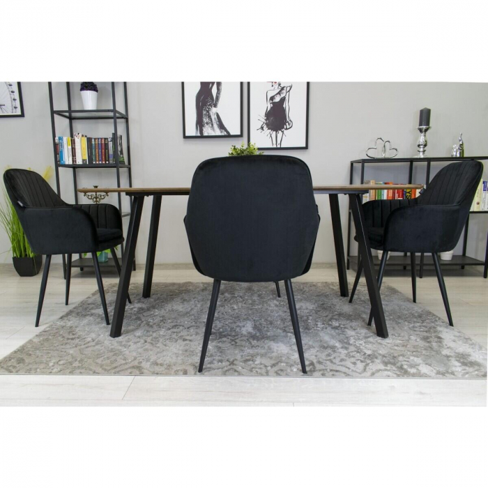 Scaun bucatarie/living, Artool, Lugo, catifea, metal, negru, 57.5x56.5x86.5 cm [6]