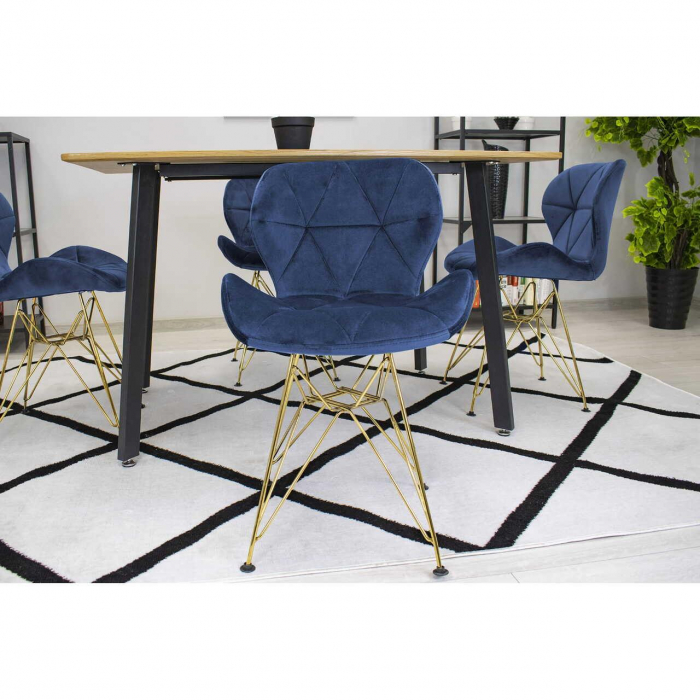 Scaun bucatarie/living, Artool, Nest, catifea, metal, bleumarin si auriu, 47x53x73 cm [14]