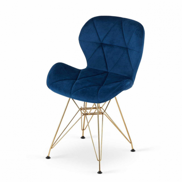 Scaun bucatarie/living, Artool, Nest, catifea, metal, bleumarin si auriu, 47x53x73 cm [12]