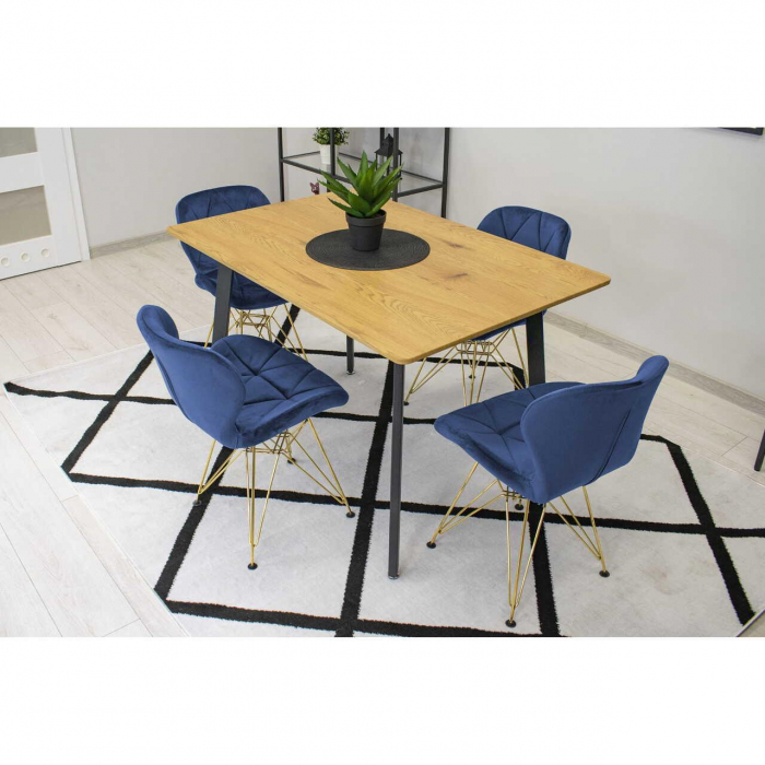 Scaun bucatarie/living, Artool, Nest, catifea, metal, bleumarin si auriu, 47x53x73 cm [8]