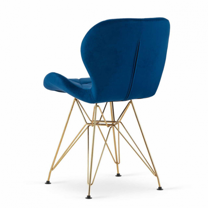 Scaun bucatarie/living, Artool, Nest, catifea, metal, bleumarin si auriu, 47x53x73 cm [11]