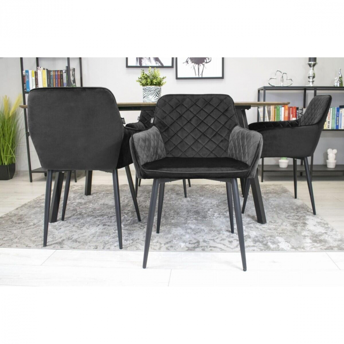Scaun bucatarie/living, Artool, Nola, catifea, metal, negru, 58x57x79 cm [3]