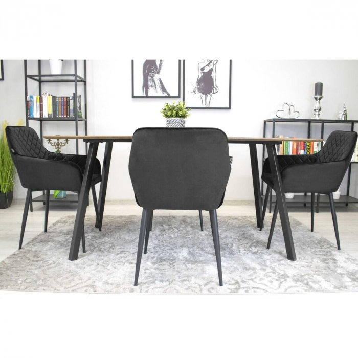 Scaun bucatarie/living, Artool, Nola, catifea, metal, negru, 58x57x79 cm [4]
