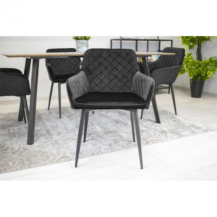 Scaun bucatarie/living, Artool, Nola, catifea, metal, negru, 58x57x79 cm [11]