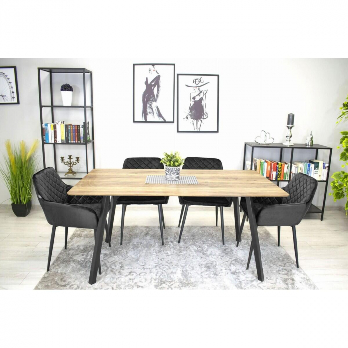 Scaun bucatarie/living, Artool, Nola, catifea, metal, negru, 58x57x79 cm [2]