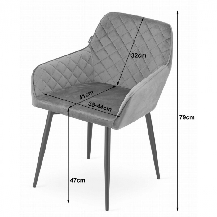 Scaun bucatarie/living, Artool, Nola, catifea, metal, verde si negru, 58x57x79 cm [13]