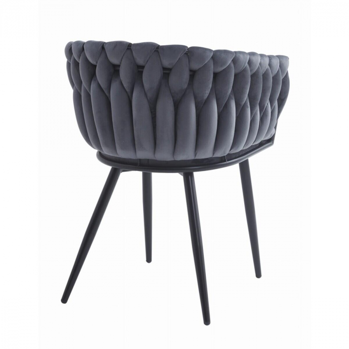 Scaun bucatarie/living, Artool, Orion, catifea, metal, gri inchis si negru, 61x55x79 cm [3]