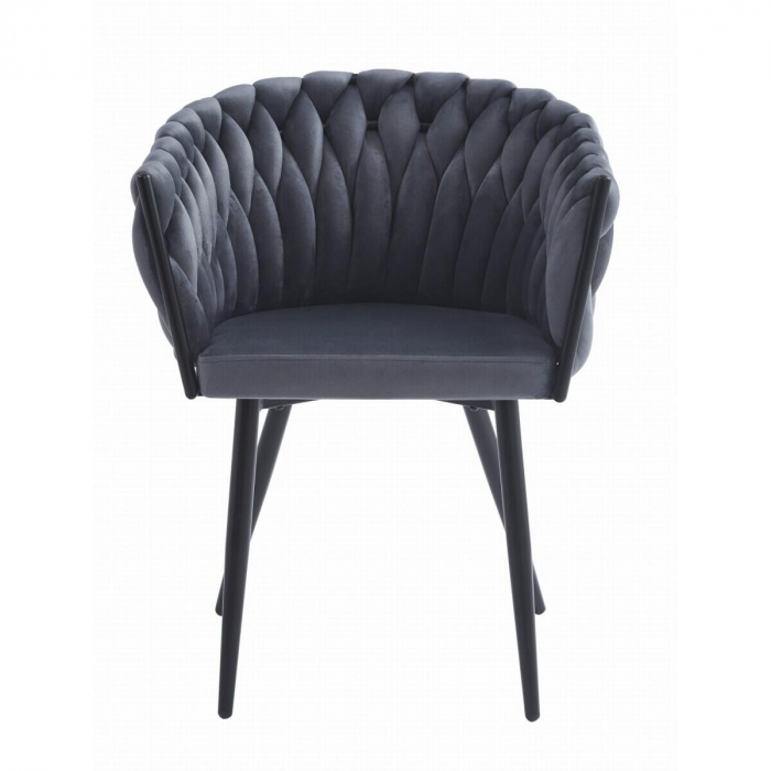 Scaun bucatarie/living, Artool, Orion, catifea, metal, gri inchis si negru, 61x55x79 cm [5]