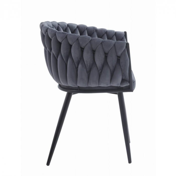 Scaun bucatarie/living, Artool, Orion, catifea, metal, gri inchis si negru, 61x55x79 cm [4]