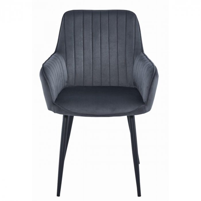 Scaun bucatarie/living, Artool, Solden, catifea, metal, gri inchis si negru, 55x45.5x83.5 cm [5]