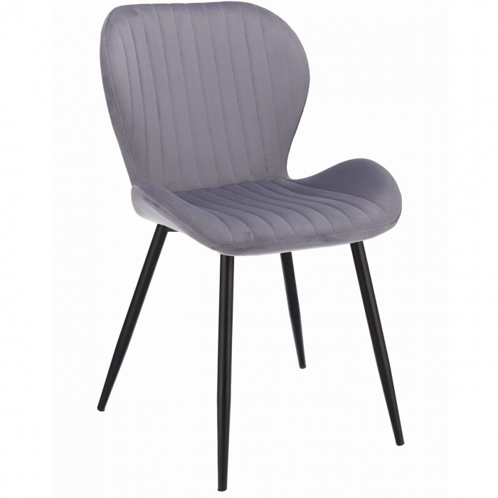 Scaun bucatarie/living, Jumi, Veira, catifea, metal, gri, 52x56x85 cm [1]