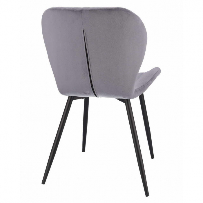 Scaun bucatarie/living, Jumi, Veira, catifea, metal, gri, 52x56x85 cm [4]
