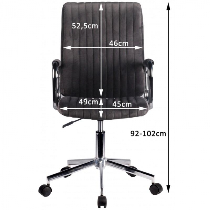 Scaun de birou, Akord, rotativ, functie tilt, catifea, negru, max 120 kg, 51x61x92/102 cm [2]