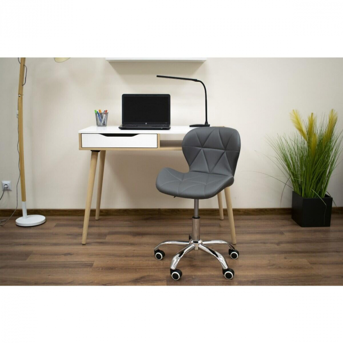 Scaun de birou, Artool, Avola, rotativ, piele ecologica, gri, 47.5x55.5x84.5 cm [4]