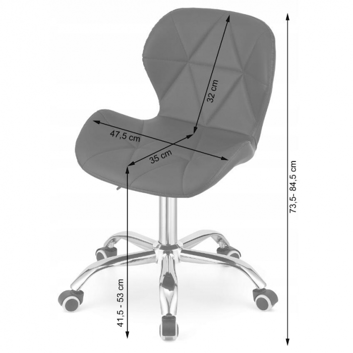 Scaun de birou, Artool, Avola, rotativ, piele ecologica, gri si alb, 47.5x55.5x84.5 cm [8]